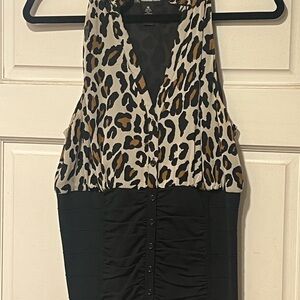 INC International Concepts Leopard and Black Blouse